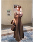 Ladies Fashionable Tweed Half Sleeves Jacket with Long SleeveS Pleated Dress
